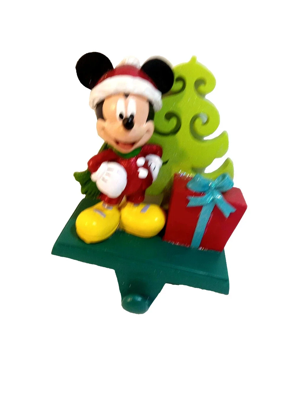 Disney Mickey Mouse 3D Christmas Stocking Hanger Green Whimsical Holiday Vibes